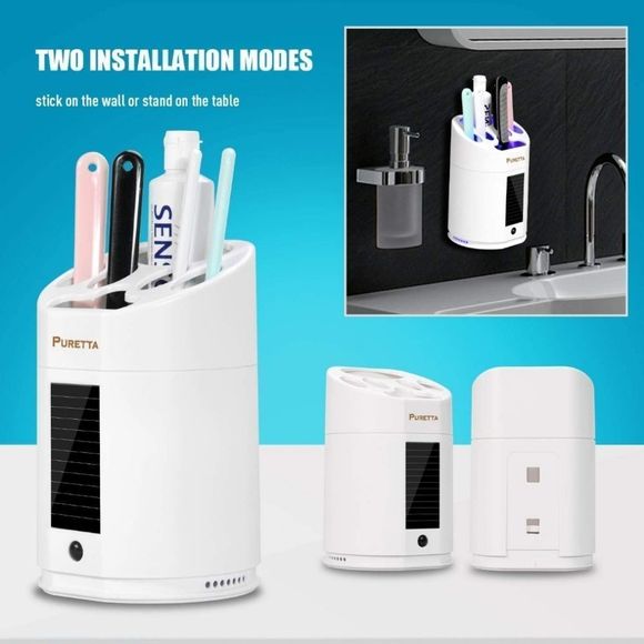 Toothbrush Holder UV for Toothbrush Solar Energy with 4 Toothbrush Slots - Picture 1 of 4